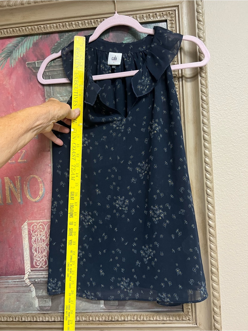CAbi “Ever” Navy Mini Floral Sleeveless Top - Picture 7 of 9